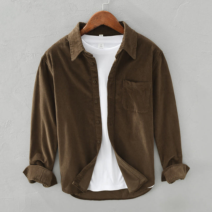 Buddha Stones Daily Plain Buttons Design Long Sleeve Men's Corduroy Pure Cotton Jacket With Pocket - SaddleBrown - US/UK/AU42，EU52 (3XL) - image 19