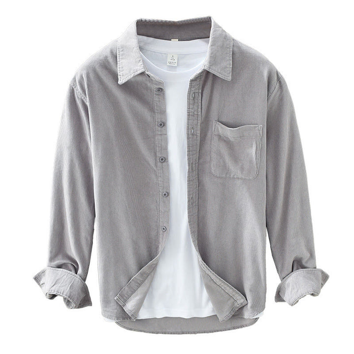 Buddha Stones Daily Plain Buttons Design Long Sleeve Men's Corduroy Pure Cotton Jacket With Pocket - image 18