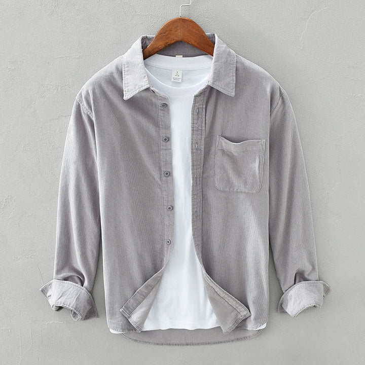 Buddha Stones Daily Plain Buttons Design Long Sleeve Men's Corduroy Pure Cotton Jacket With Pocket - DarkGray - US/UK/AU42，EU52 (3XL) - image 10