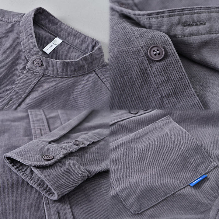 Buddha Stones Plain Button Down Cotton Corduroy Men's Long Sleeve Jacket - image 9