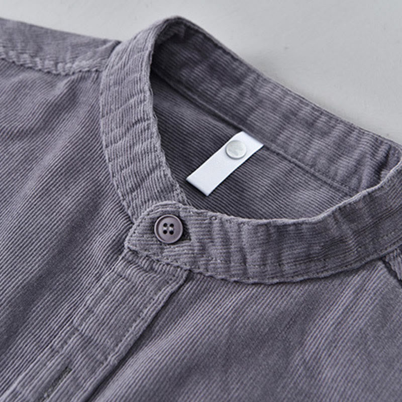 Buddha Stones Plain Button Down Cotton Corduroy Men's Long Sleeve Jacket - image 3