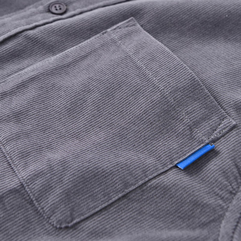 Buddha Stones Plain Button Down Cotton Corduroy Men's Long Sleeve Jacket - image 6