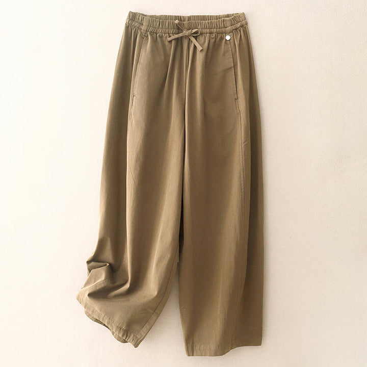 Buddha Stones Plain 7-8 Length Women's Harem Cotton Pants With Pockets - BurlyWood - US8-10，UK/AU12-14，EU40-42 (2XL) - image 0