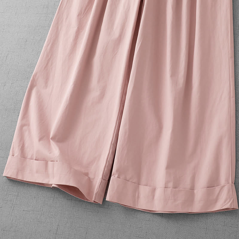 Buddha Stones Casual Plain Polyester Women's 7-8 Length Wide Leg Pants With Pockets - image 4