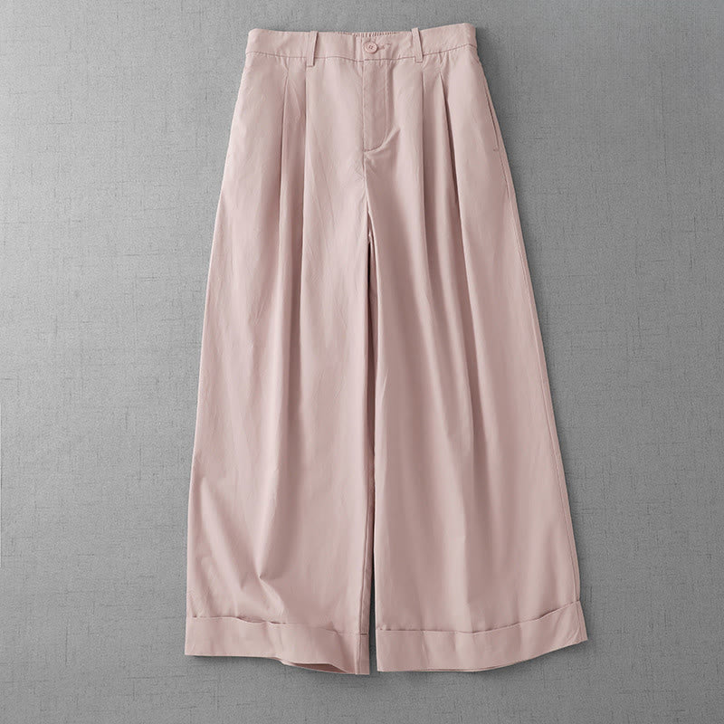 Buddha Stones Casual Plain Polyester Women's 7-8 Length Wide Leg Pants With Pockets - MistyRose - US14，UK/AU18，EU46 (2XL) - image 0
