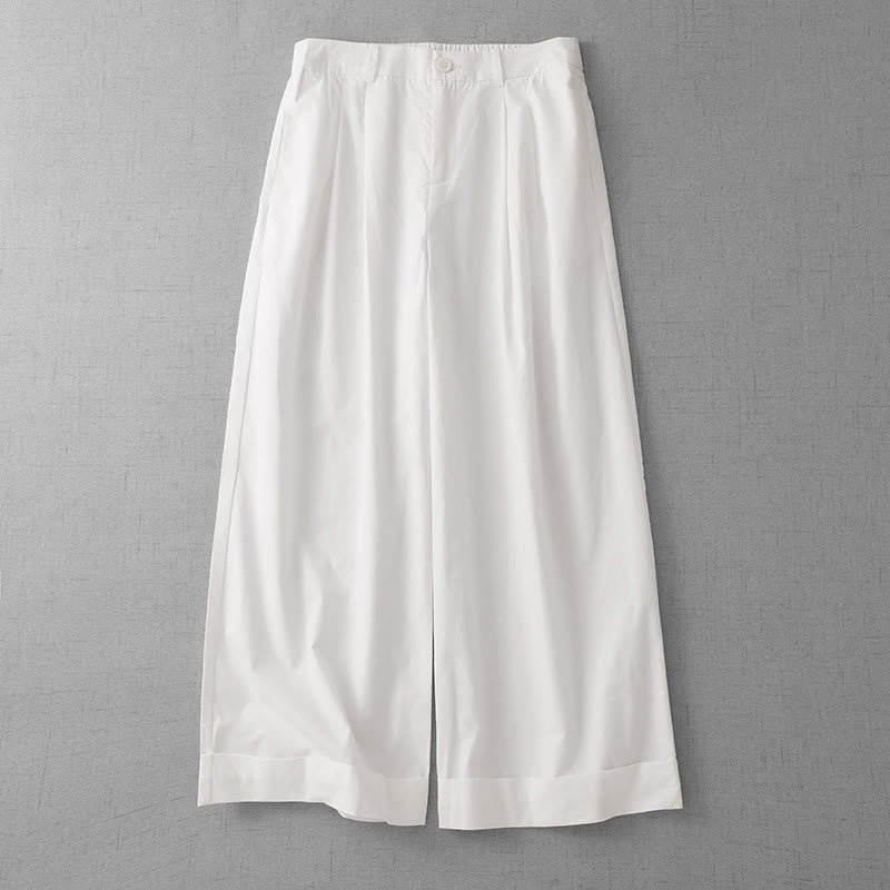 Buddha Stones Casual Plain Polyester Women's 7-8 Length Wide Leg Pants With Pockets - Snow - US14，UK/AU18，EU46 (2XL) - image 7