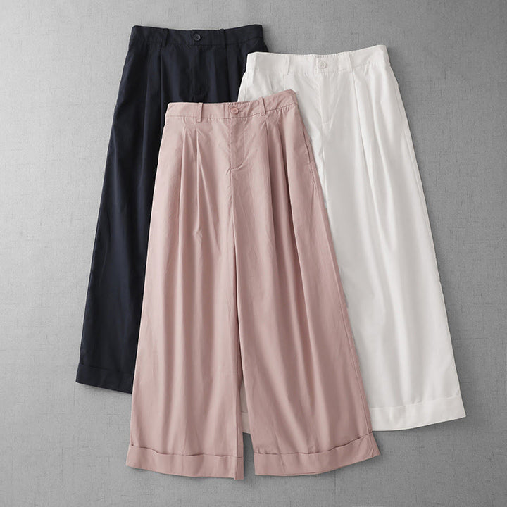 Buddha Stones Casual Plain Polyester Women's 7-8 Length Wide Leg Pants With Pockets - image 17