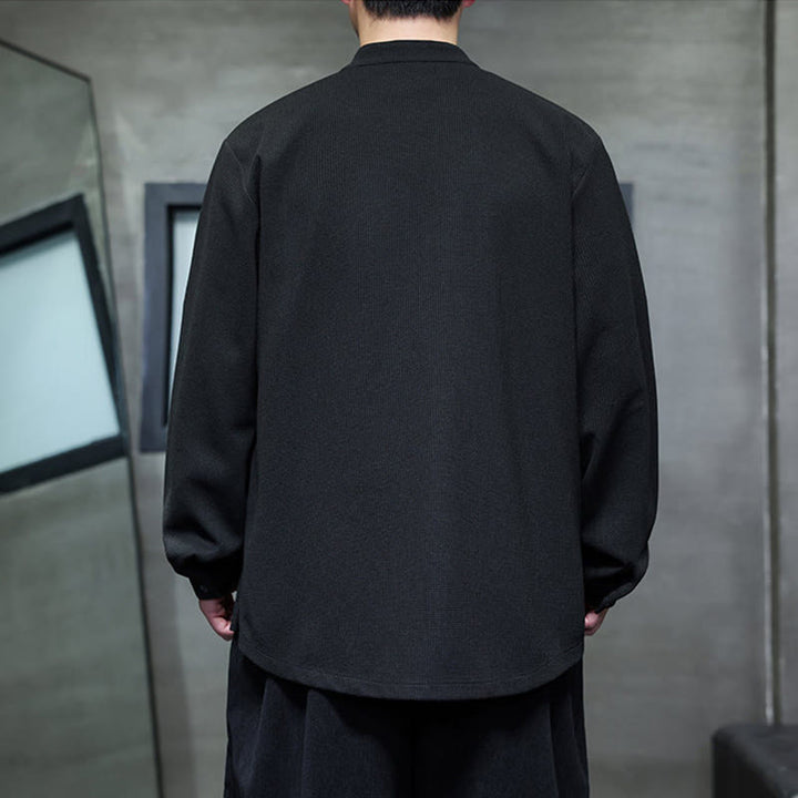 Buddha Stones Frog-Button Swallow Embroidery Stand Collar Long Sleeve Tang Suit Men's Shirt - image 3