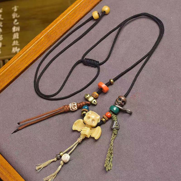 Buddha Stones Tibetan Skull The Lord of the Corpse Forest New Beginning Rope Necklace Pendant - The Lord of the Corpse Forest Wings - image 6