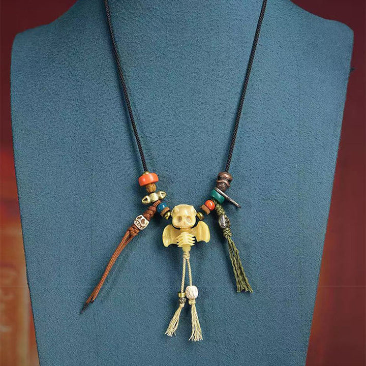 Buddha Stones Tibetan Skull The Lord of the Corpse Forest New Beginning Rope Necklace Pendant - image 9