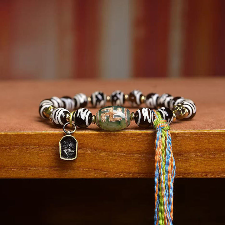 Buddha Stones Tibetan Dzi Bead Skull The Lord of the Corpse Forest Wealth Bracelet - image 8
