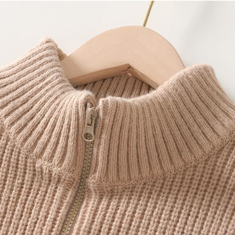 Buddha Stones Winter Solid Color Zipper Knit Cardigan Men's Long Sleeve Cotton Jacket With Pockets - image 14