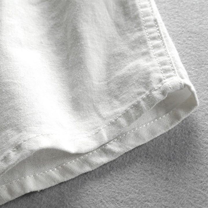 Buddha Stones Men's Slim Fit Design Stand Collar Crew Neck Long Sleeve Cotton Linen Shirt - image 8