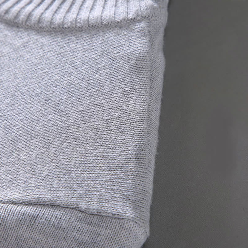 Buddha Stones Ribbed Solid Color Hem Design Men's Mock Neck Long Sleeve Pure Cotton Sweater - image 6