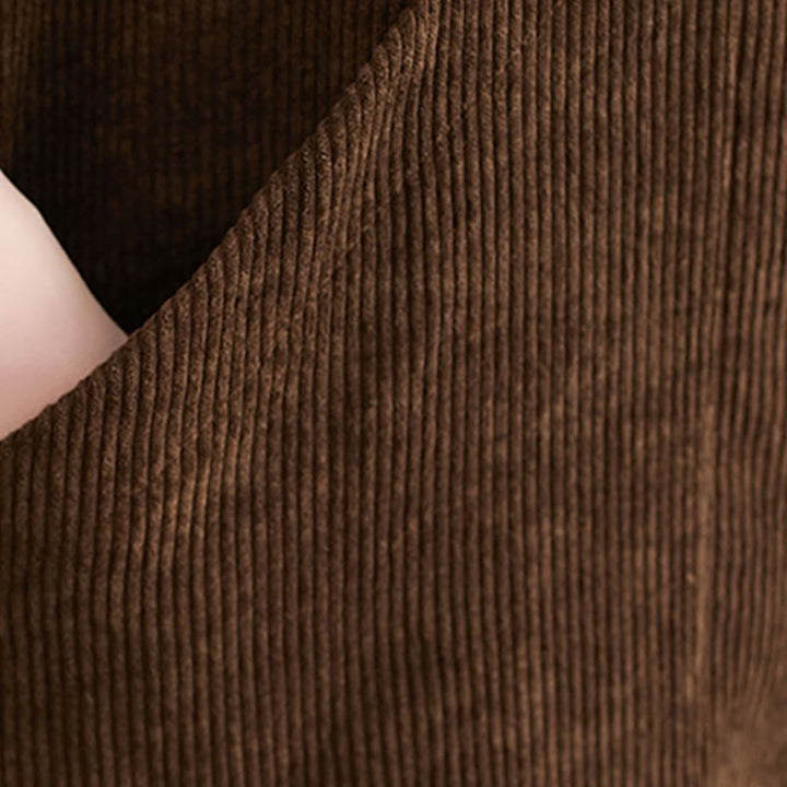 Buddha Stones Commute Crew Neck Women's Sleeveless Cotton Corduroy Midi Dress With Pockets - image 12