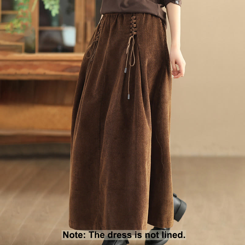 Buddha Stones Women's Plain Corduroy 7-8 Length Skirt With Pockets - image 9