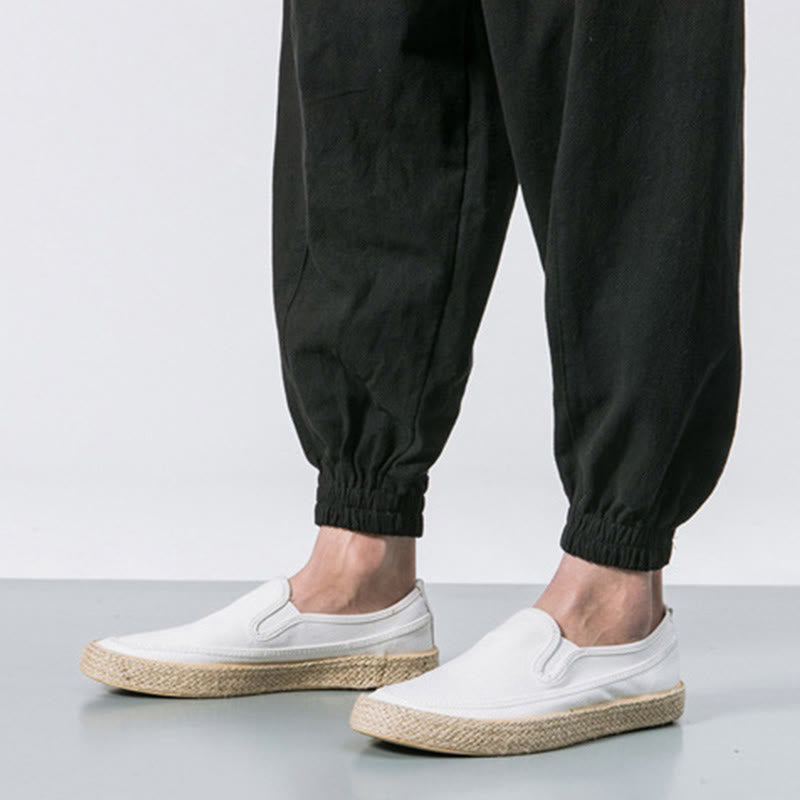 Buddha Stones Men's Plain Simple Drawstring Design Cotton Harem Pants With Pockets - image 15