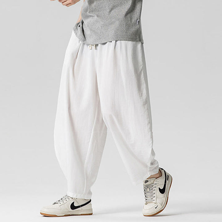 Buddha Stones Summer Pure Color Drawstring Men's Cotton Ankle-Length Pants With Pockets - image 17