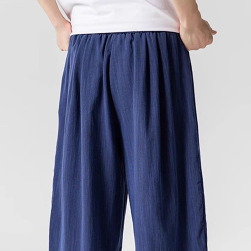 Buddha Stones Summer Pure Color Drawstring Men's Cotton Ankle-Length Pants With Pockets - image 8