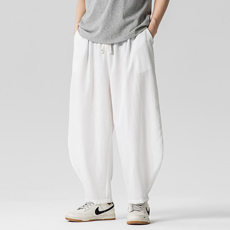 Buddha Stones Summer Pure Color Drawstring Men's Cotton Ankle-Length Pants With Pockets - image 15