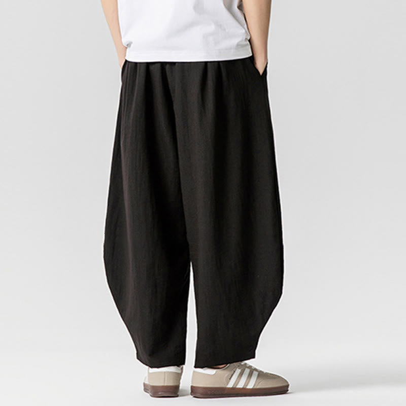 Buddha Stones Summer Pure Color Drawstring Men's Cotton Ankle-Length Pants With Pockets - image 37