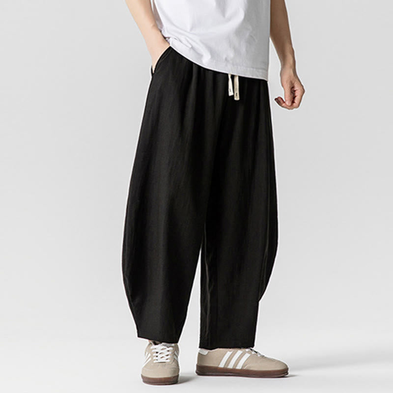 Buddha Stones Summer Pure Color Drawstring Men's Cotton Ankle-Length Pants With Pockets - image 39