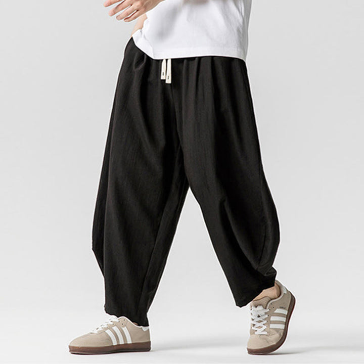 Buddha Stones Summer Pure Color Drawstring Men's Cotton Ankle-Length Pants With Pockets - image 35