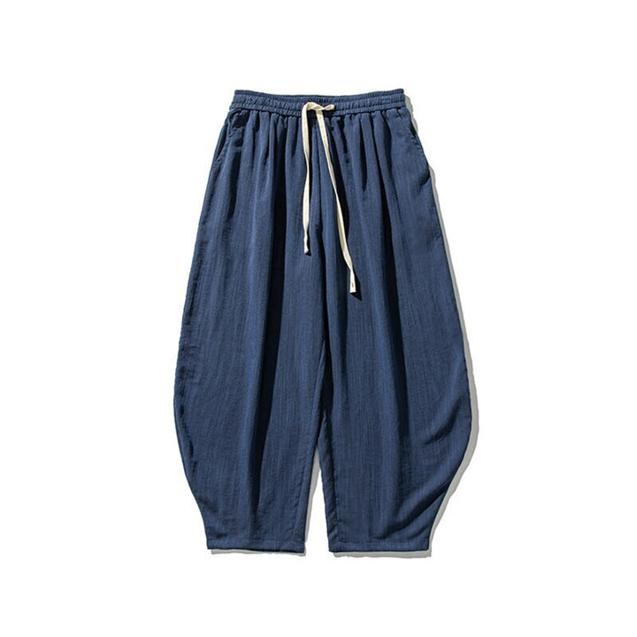 Buddha Stones Summer Pure Color Drawstring Men's Cotton Ankle-Length Pants With Pockets - image 11