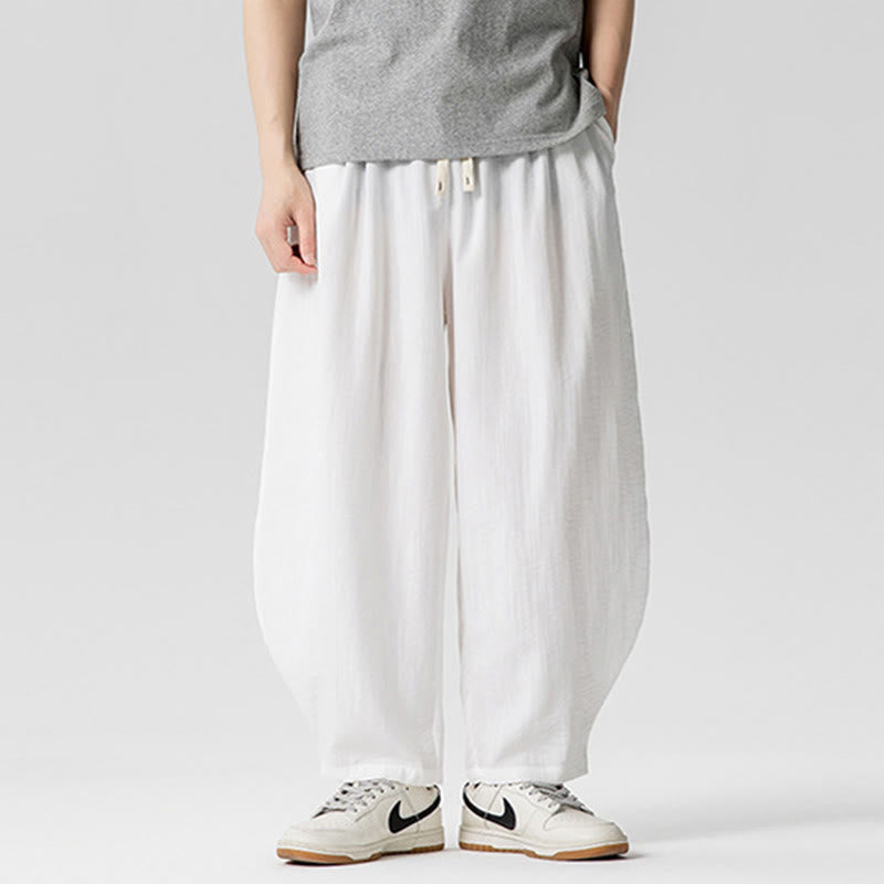 Buddha Stones Summer Pure Color Drawstring Men's Cotton Ankle-Length Pants With Pockets - image 13