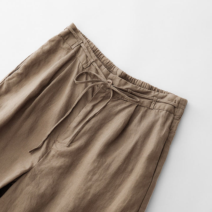 Buddha Stones Casual Solid Color Rope Women's Cotton Pants With Pockets - image 1
