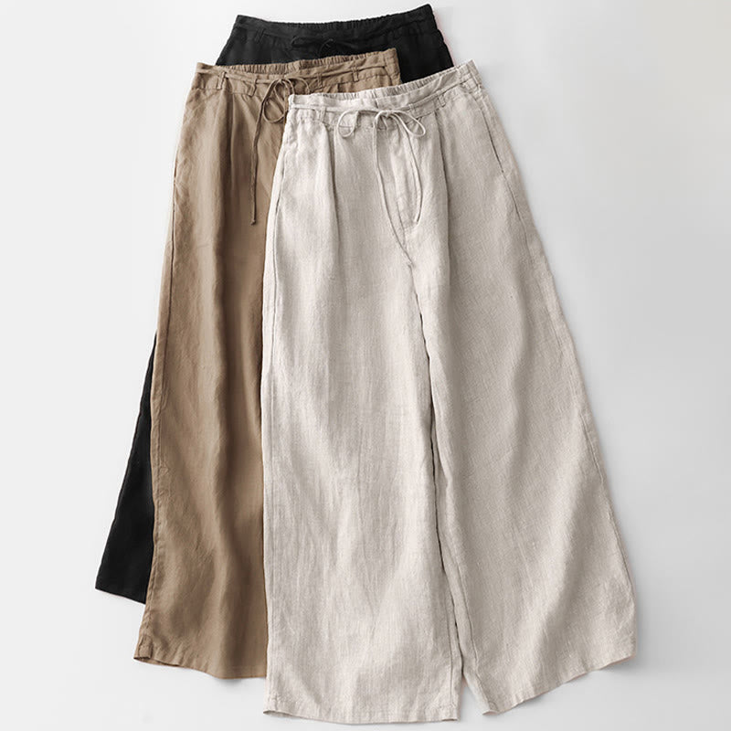 Buddha Stones Casual Solid Color Rope Women's Cotton Pants With Pockets - image 25