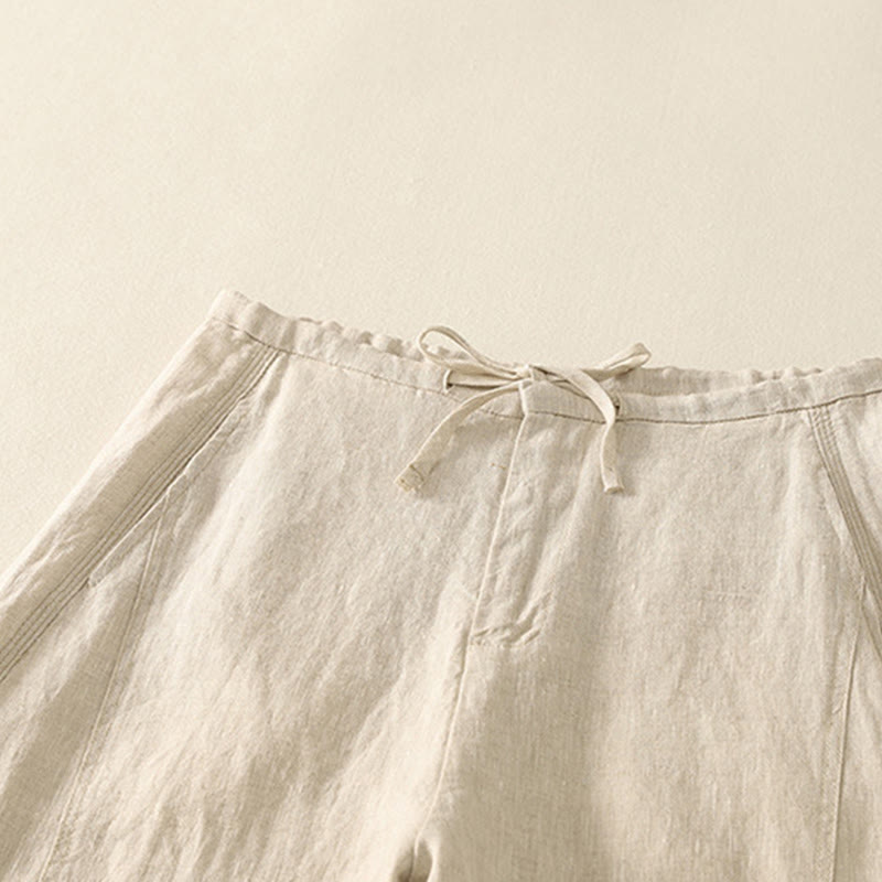 Buddha Stones Casual Plain Rope Women's Cotton Pants With Pockets - image 1