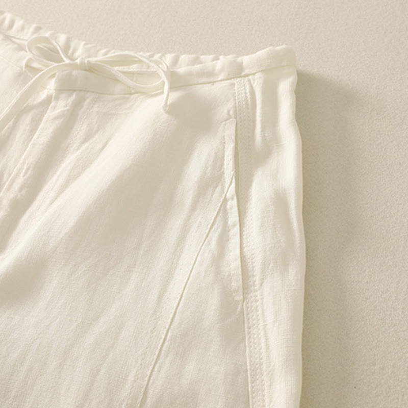 Buddha Stones Casual Plain Rope Women's Cotton Pants With Pockets - image 6