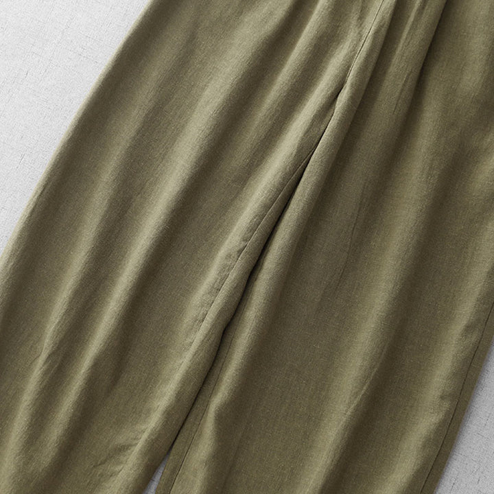 Buddha Stones Casual Plain Rope Women's Cotton 7-8 Length Pants With Pockets - image 5
