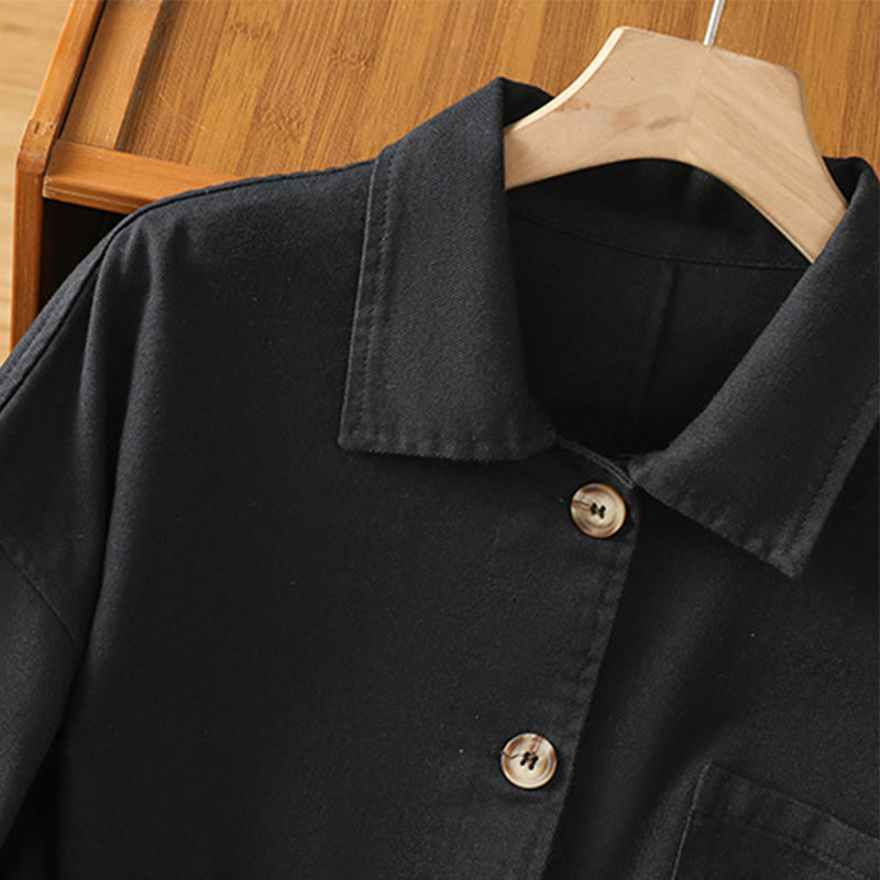 Buddha Stones Casual Women's Long Sleeve Stand Collar Cotton Polyester Shirt With Pockets - image 14