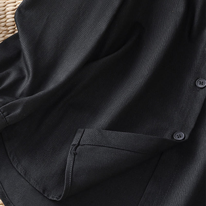 Buddha Stones Casual Women's Long Sleeve Stand Collar Cotton Shirt With Pockets - image 17