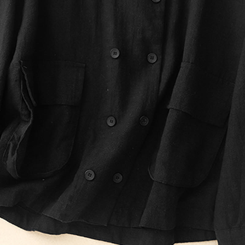 Buddha Stones Double‑Breasted Design Long Sleeve Women's Cotton Jacket With Pockets - image 16