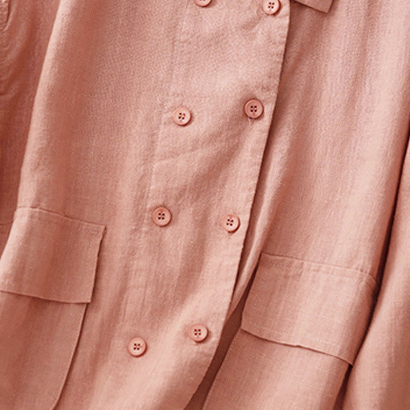 Buddha Stones Double‑Breasted Design Long Sleeve Women's Cotton Jacket With Pockets - image 20