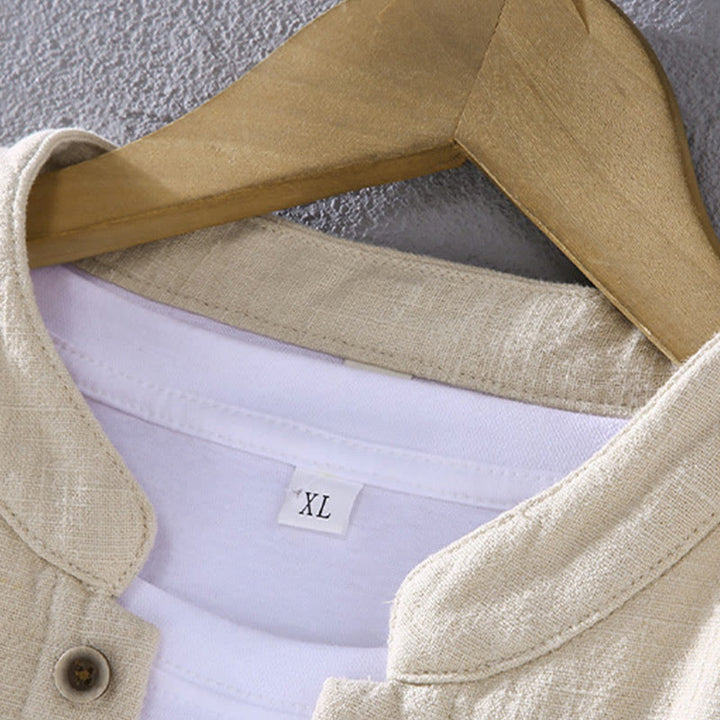 Buddha Stones Men's Stnad Collar Long Sleeve Thermal Fleece-lined Ramie Jacket With Pockets - image 6
