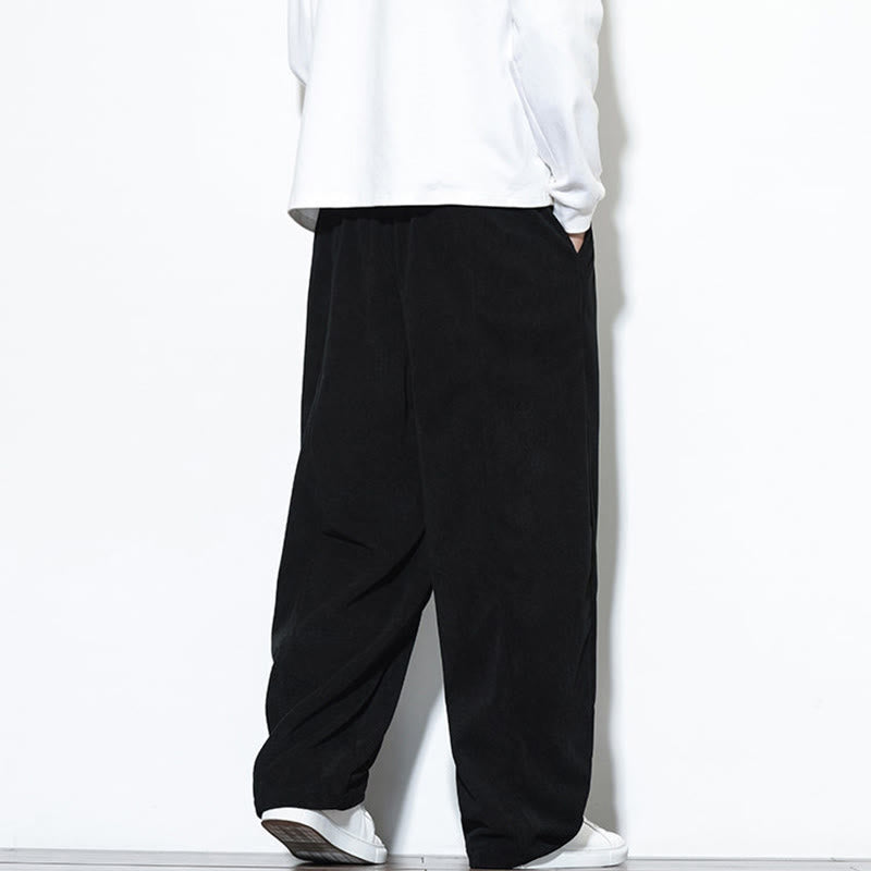 Buddha Stones Plain Drawstring Pure Corduroy Men's Harem Pants With Pockets - image 27