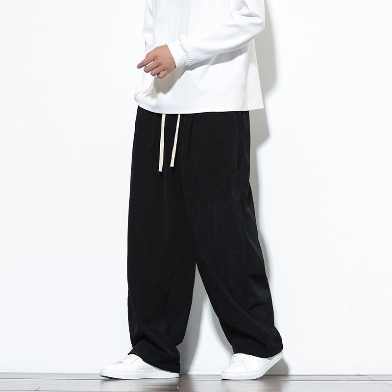 Buddha Stones Plain Drawstring Pure Corduroy Men's Harem Pants With Pockets - image 24