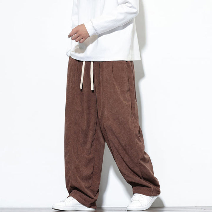 Buddha Stones Plain Drawstring Pure Corduroy Men's Harem Pants With Pockets - image 32