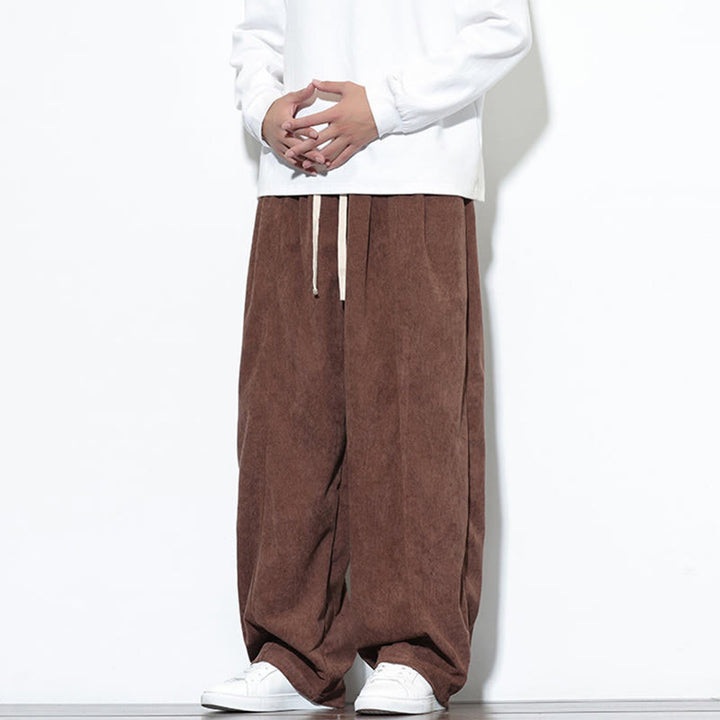 Buddha Stones Plain Drawstring Pure Corduroy Men's Harem Pants With Pockets - image 36