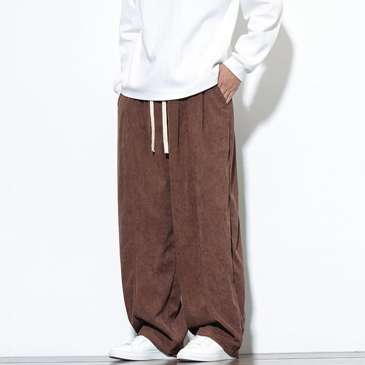 Buddha Stones Plain Drawstring Pure Corduroy Men's Harem Pants With Pockets - image 34
