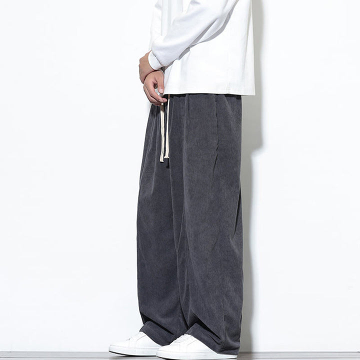 Buddha Stones Plain Drawstring Pure Corduroy Men's Harem Pants With Pockets - image 11