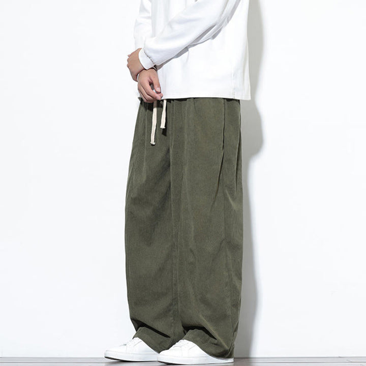 Buddha Stones Plain Drawstring Pure Corduroy Men's Harem Pants With Pockets - image 4