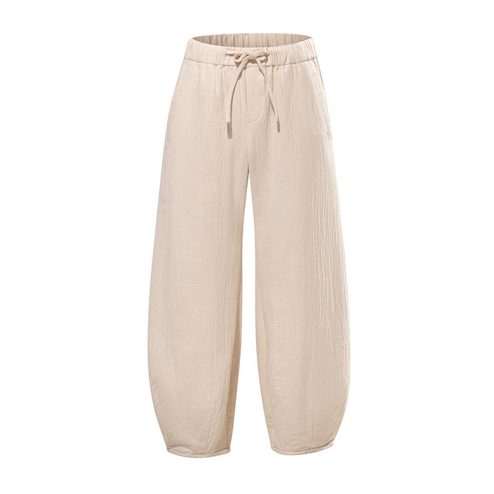 Buddha Stones Daily Drawstring Chinese Zen Style Men's Wide Leg Pure Pants With Pockets - image 9