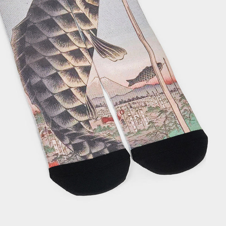 Buddha Stones Casual Koi Fish Mount Fuji Micro Crew Men Women Unisex Socks - image 3