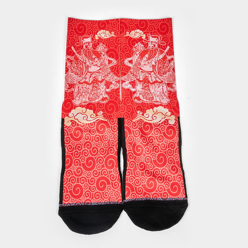 Buddha Stones Casual God Of Wealth Auspicious Clouds Micro Crew Men Women Unisex Socks - image 1