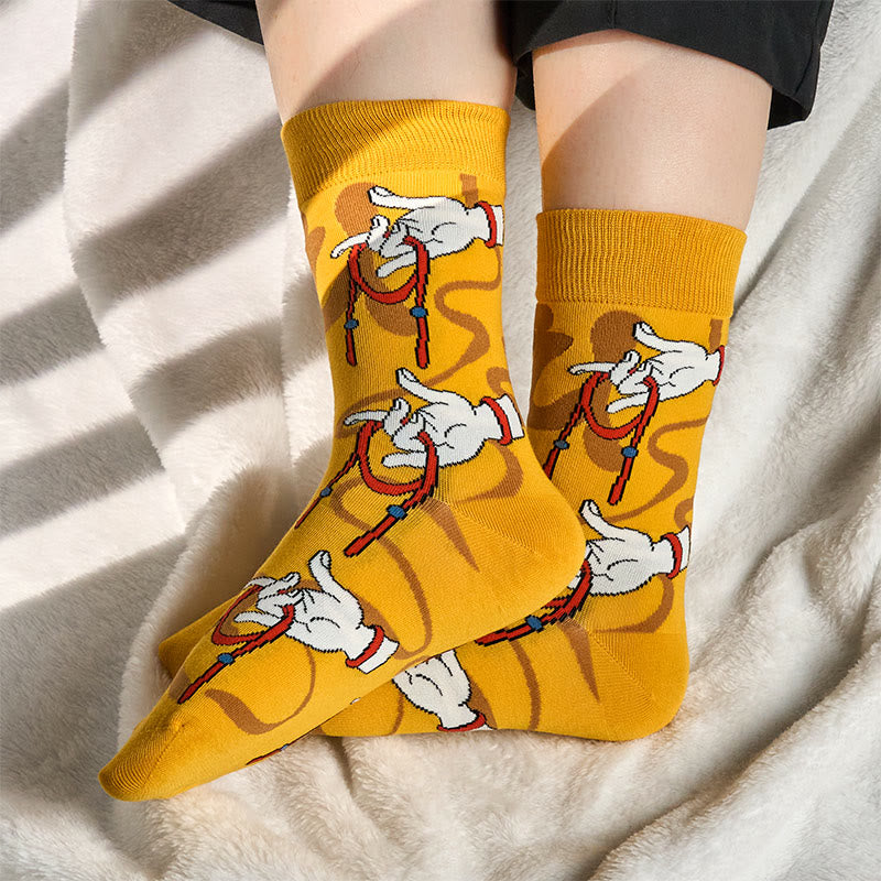 Buddha Stones "Mind is Power" Casual Buddha Hand Micro Crew Women's Socks Includes Gift Message Card - image 1